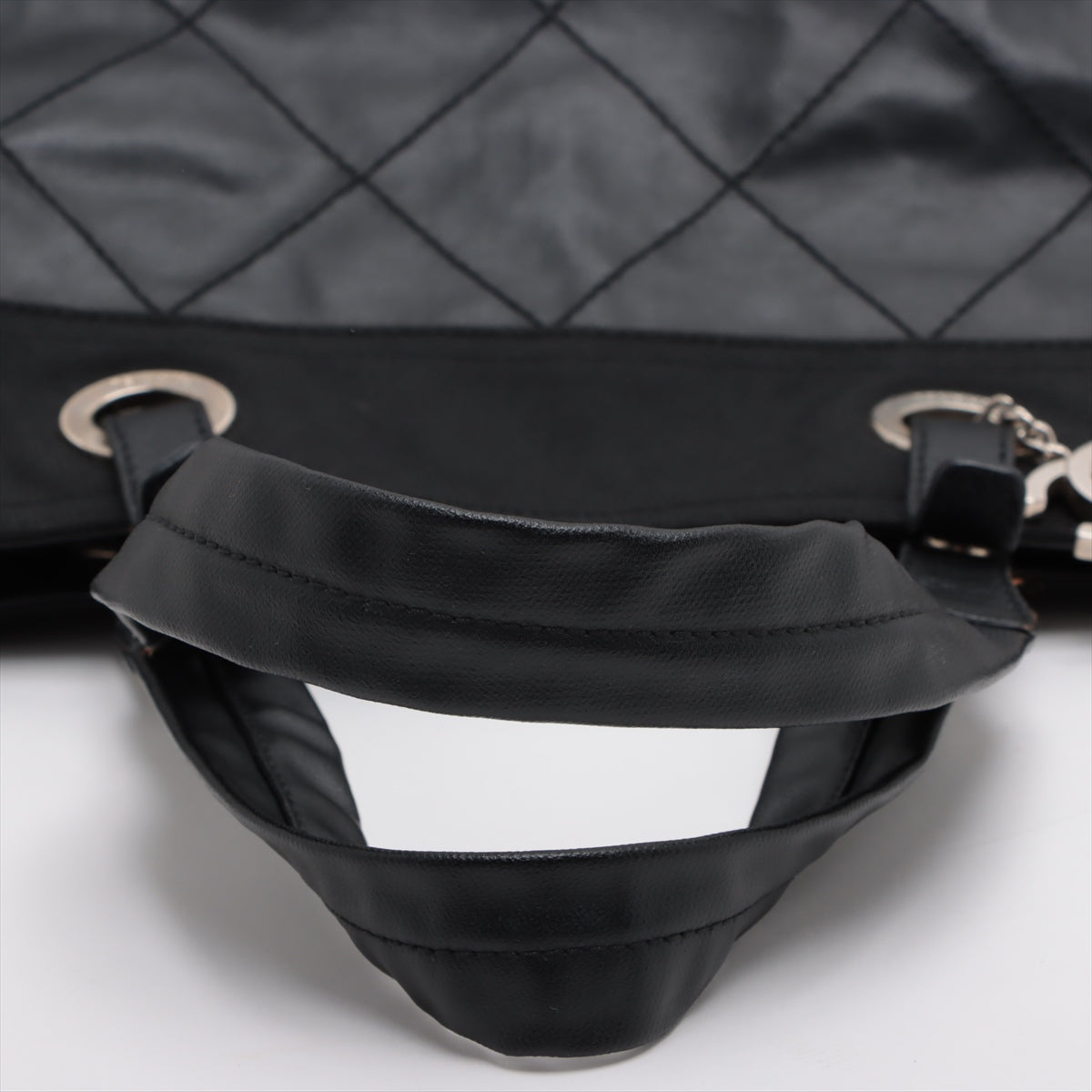 CHANEL PARIBIARITZ MM  Linen Tote Bag Black Silver G  13th