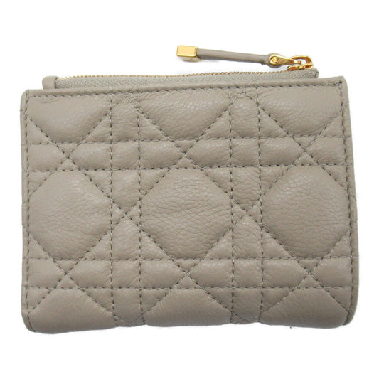 Dior Dior Double Fold Wallet Double Folded Wallet Leather  Beige