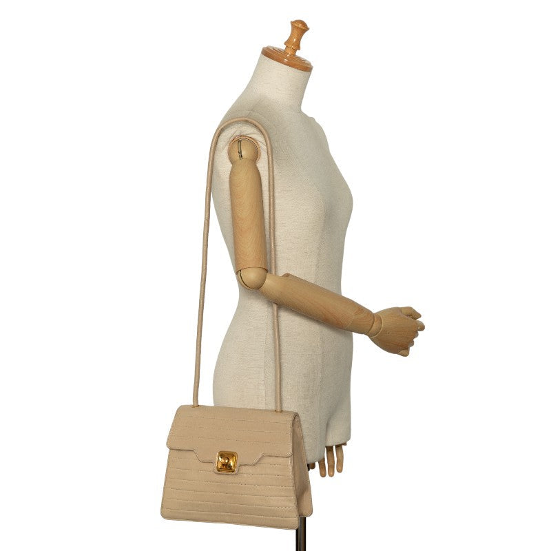 CHANEL Vintage Flap Shoulder Bag Lambskin Beige Ladies