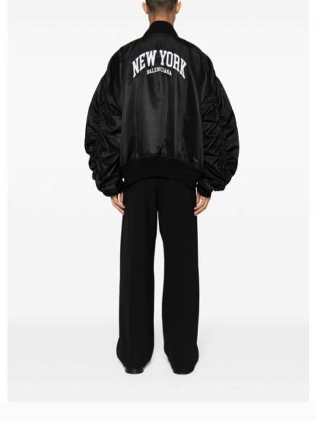 Luxury Balenciaga  New York Embroidery Bomber Jacket Black