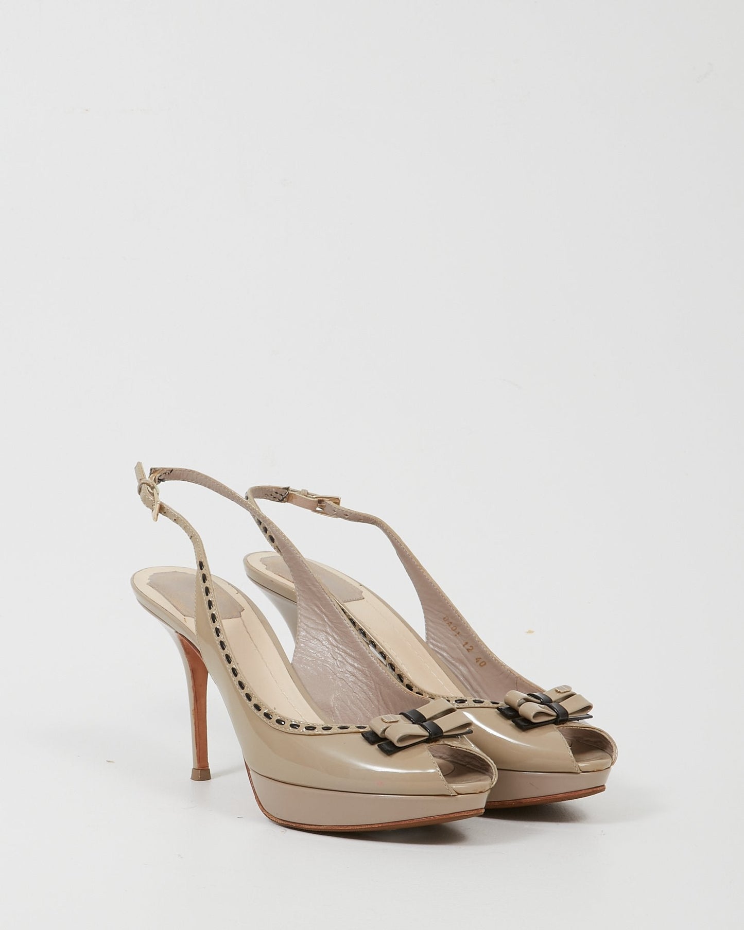 Dior Taupe Patent Slingback Platform Pump - 40