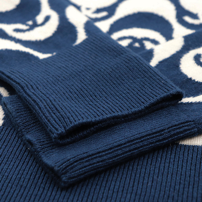 CHANEL sweater Cashmere 100% Blue white P70436 Virginie Viard period 40