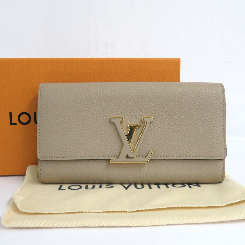 Louis Vuitton Portefolio Capsine M61249 LV  Leather Gale Beige Gr G  Long Wallet Retail