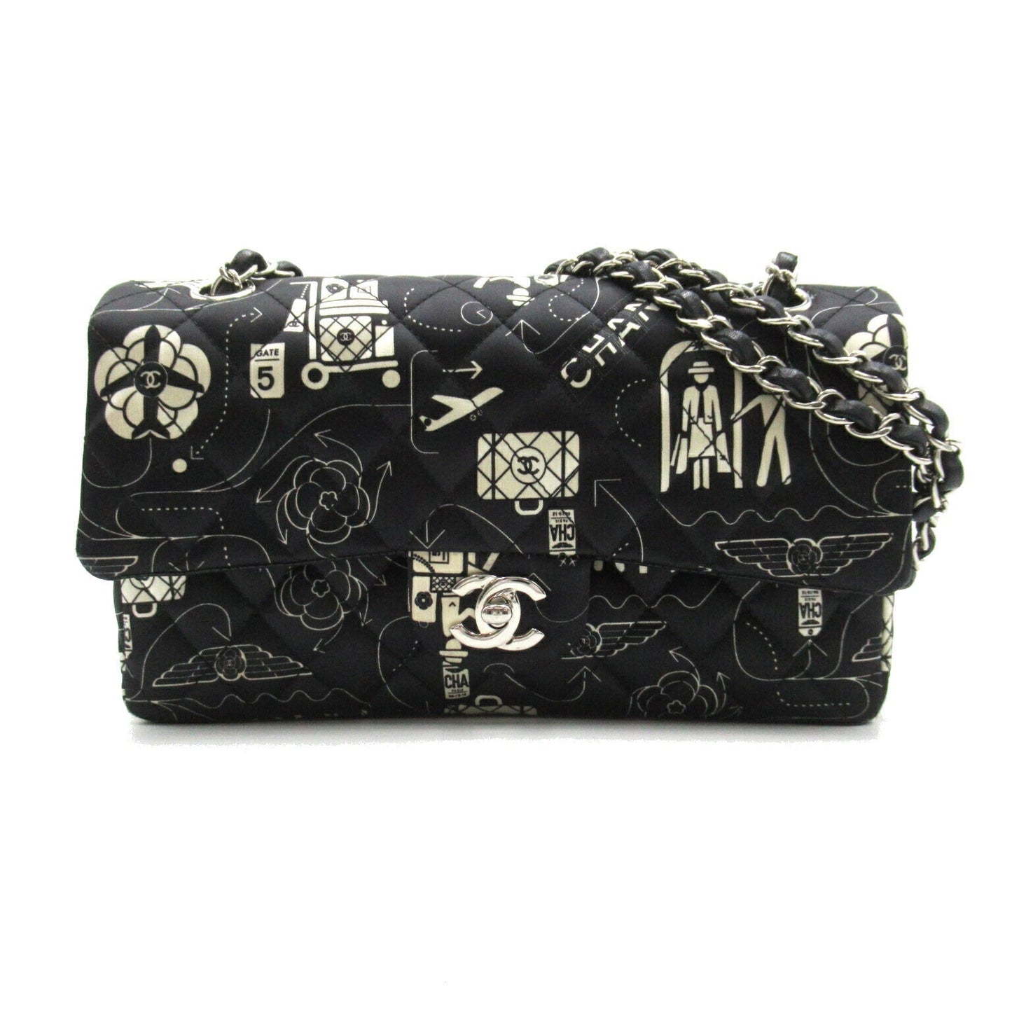Chanel Satin Airline W Flap Chain Shoulder Bag