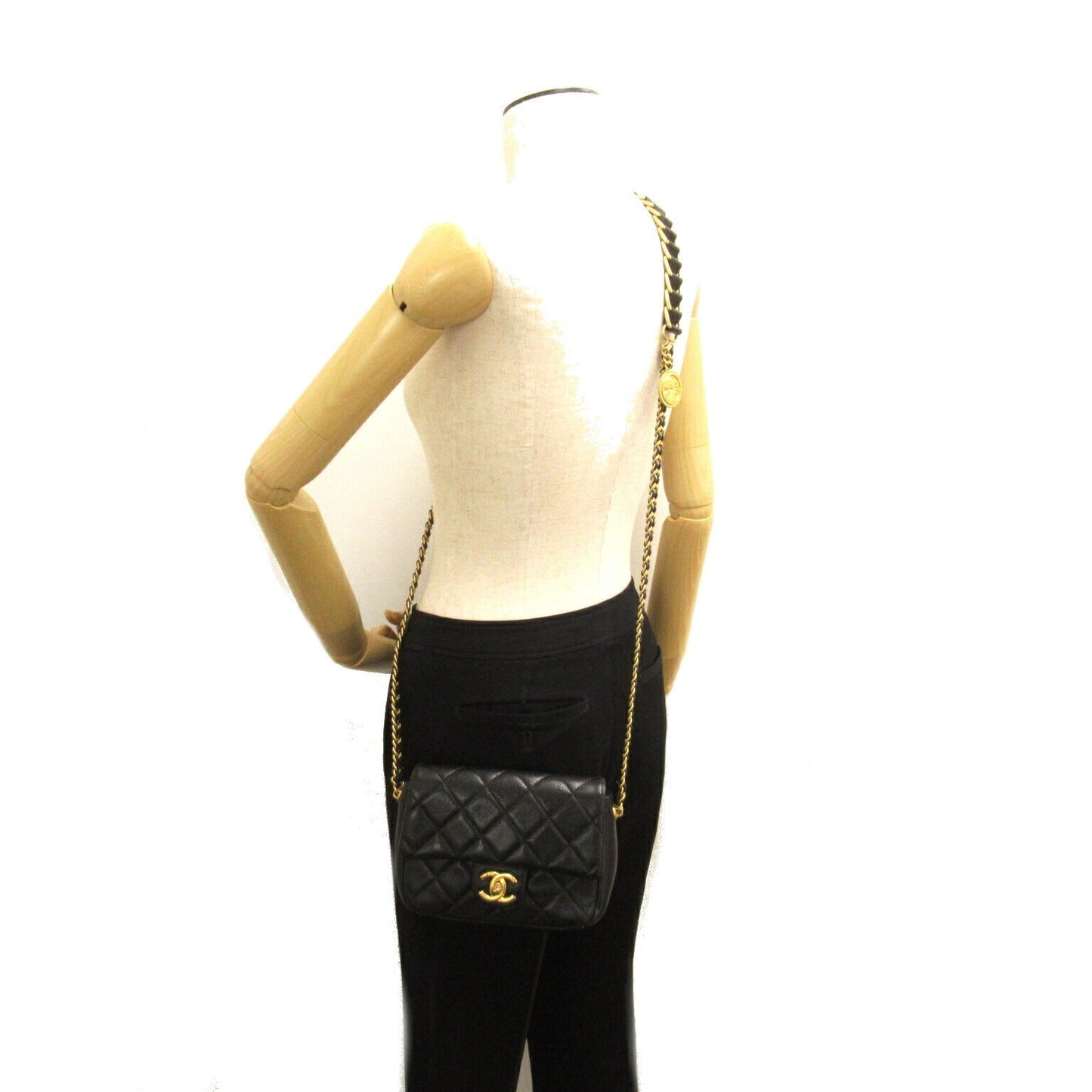 Chanel Mini Matelasse Leather Shoulder Bag Black