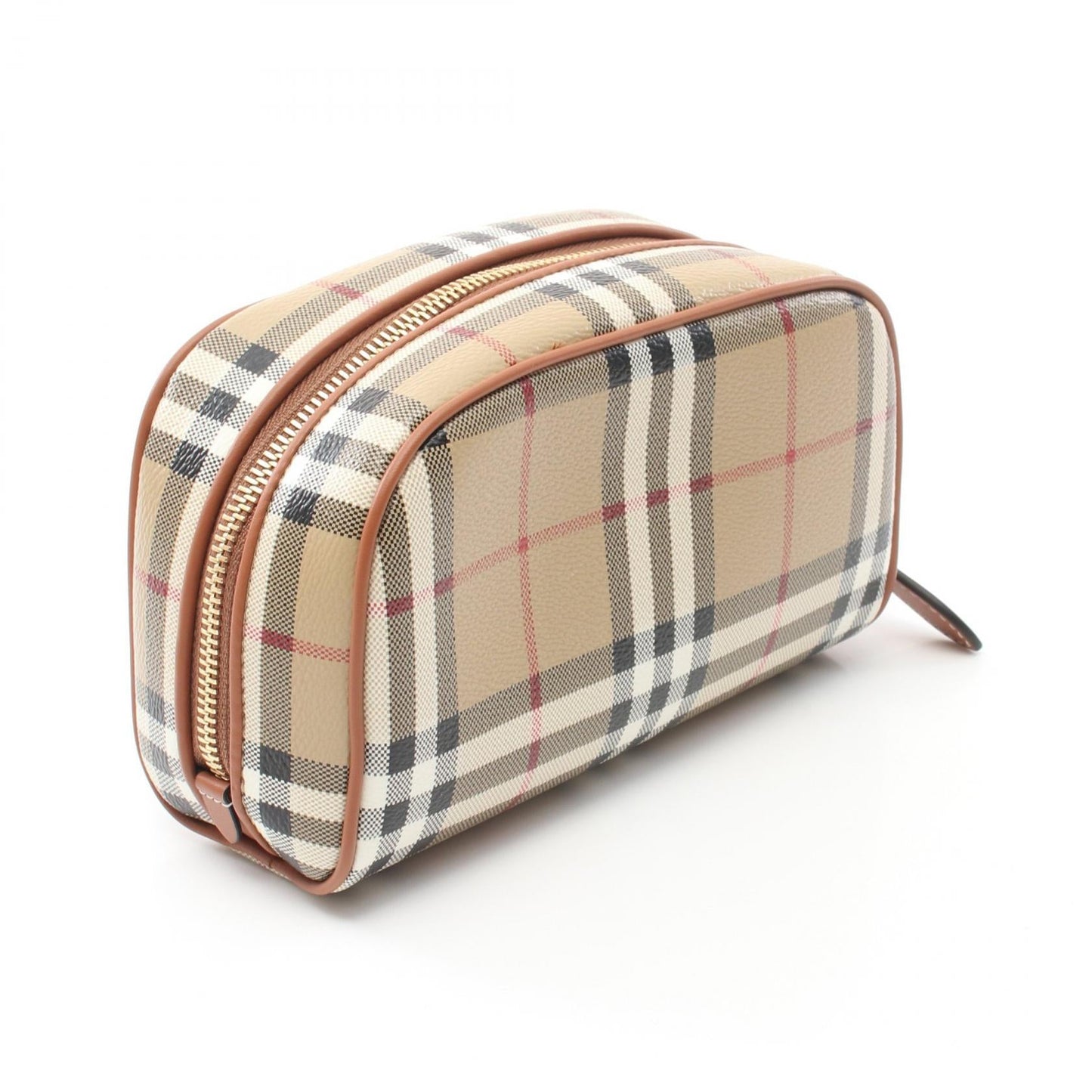 Burberry Check Travel PVC Coated Canvas Leather Pouch