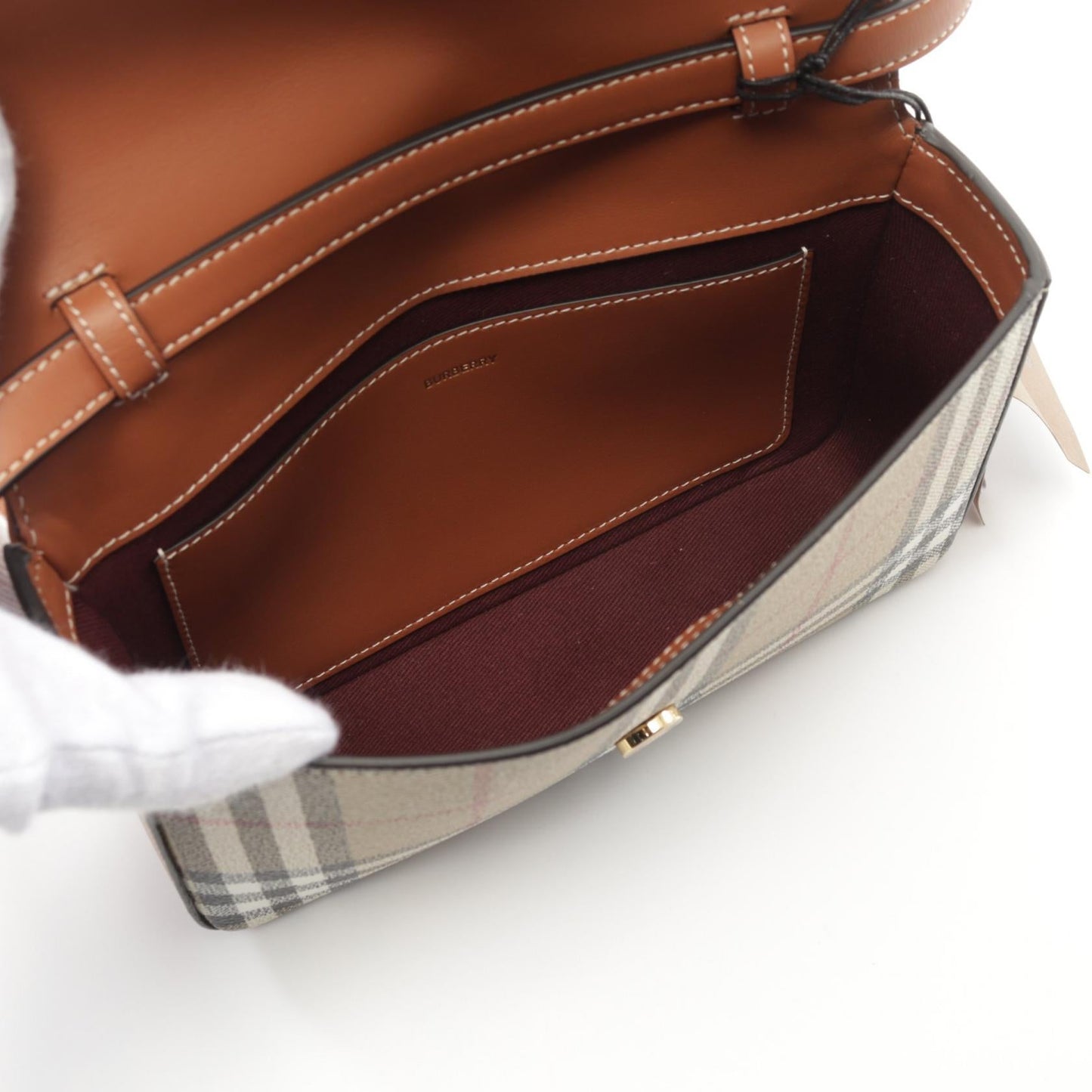 Burberry Vintage Check PVC Coated Canvas Leather Shoulder Bag