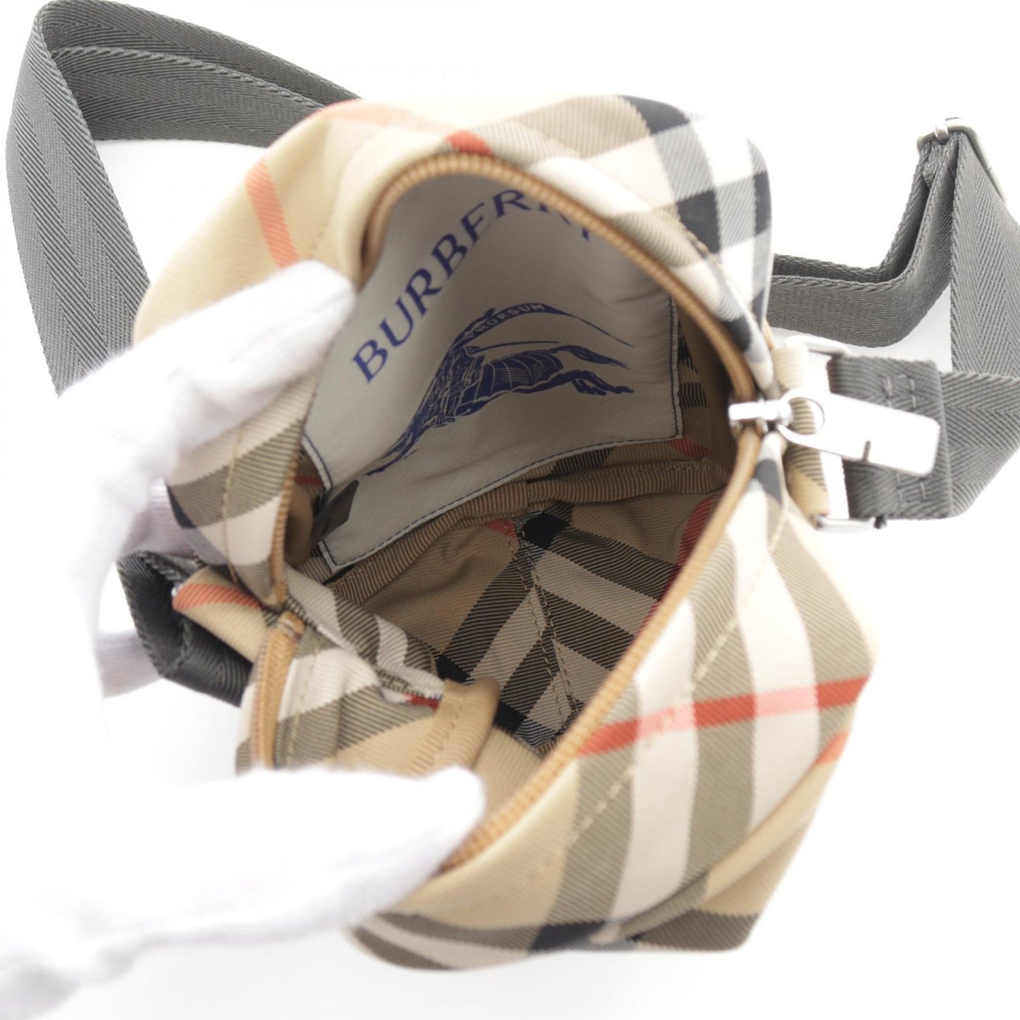 Burberry Canvas Vintage Check Phone Pouch Shoulder Bag 8097637
