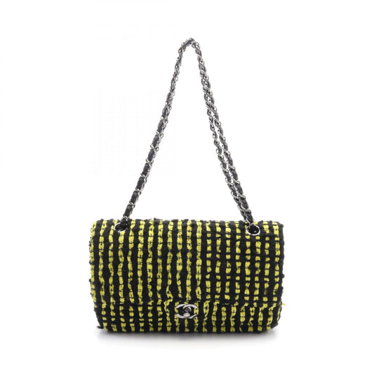 Chanel Matelasse W Flap Fabric Leather Shoulder Bag