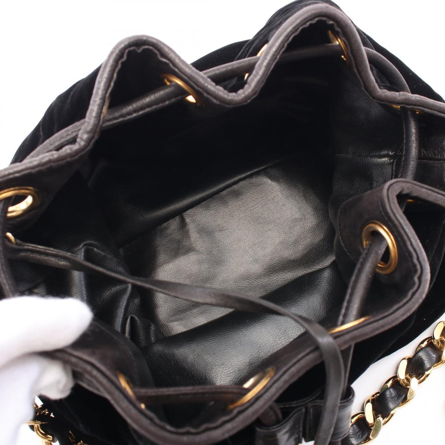 Chanel Coco Mark Fabric Leather Shoulder Bag