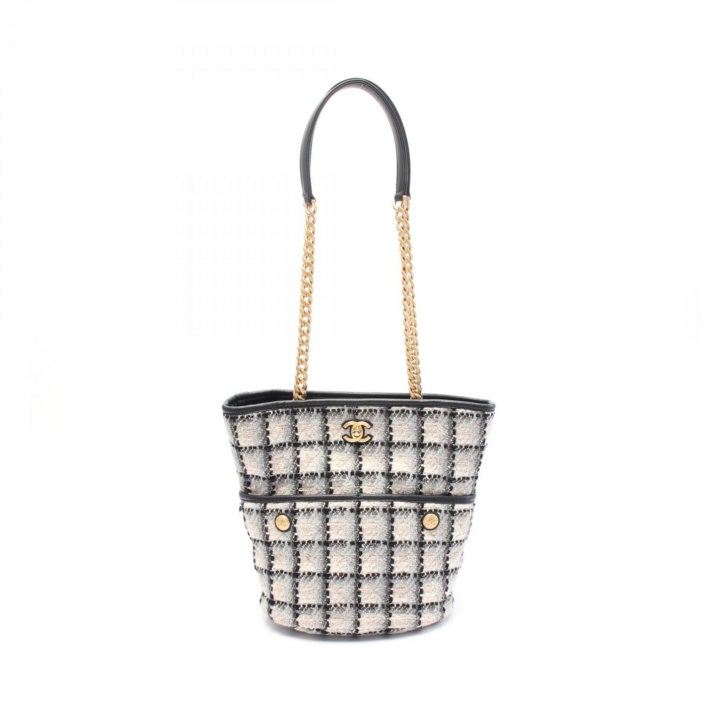 Chanel Coco Mark Fabric Leather Tote Bag