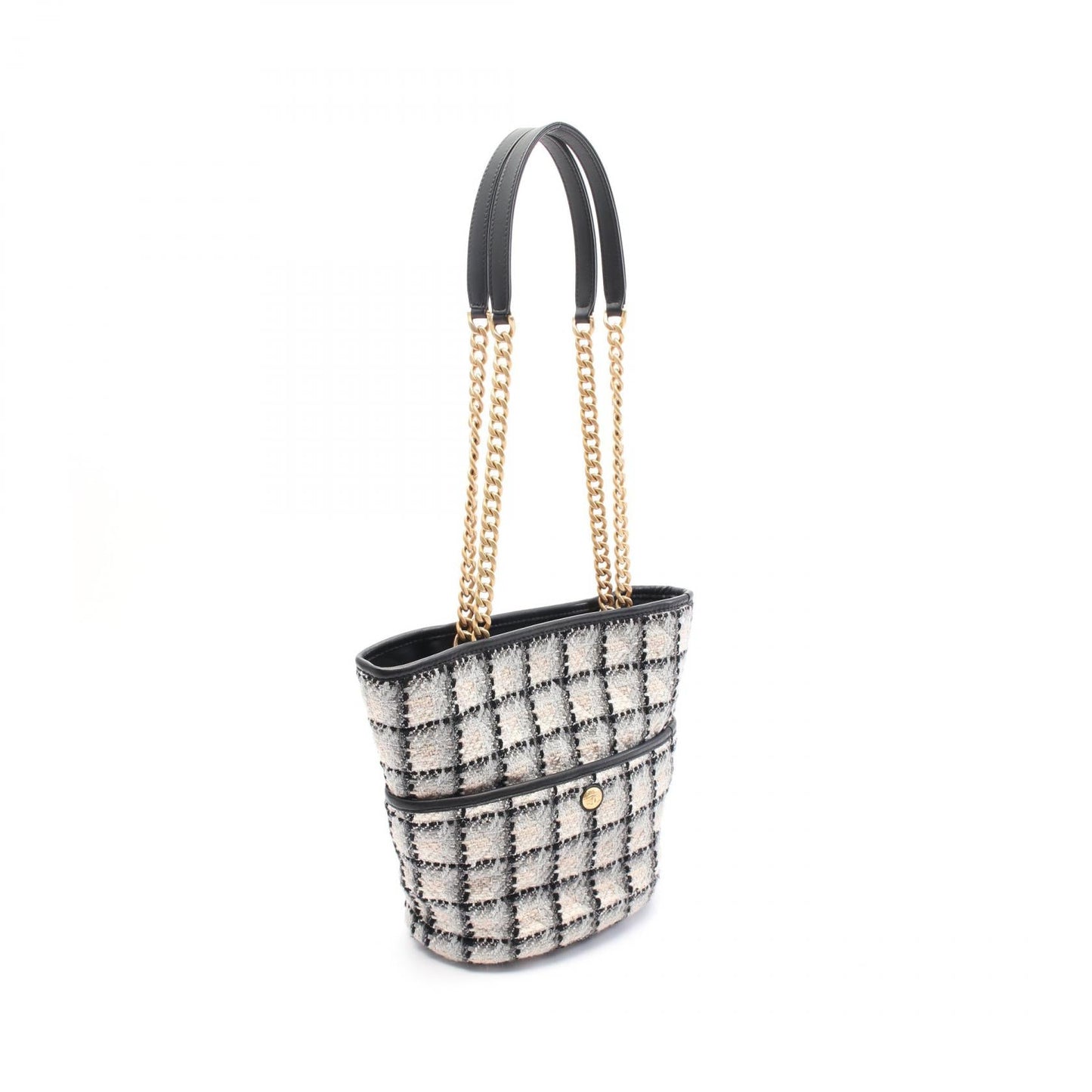 Chanel Coco Mark Fabric Leather Tote Bag