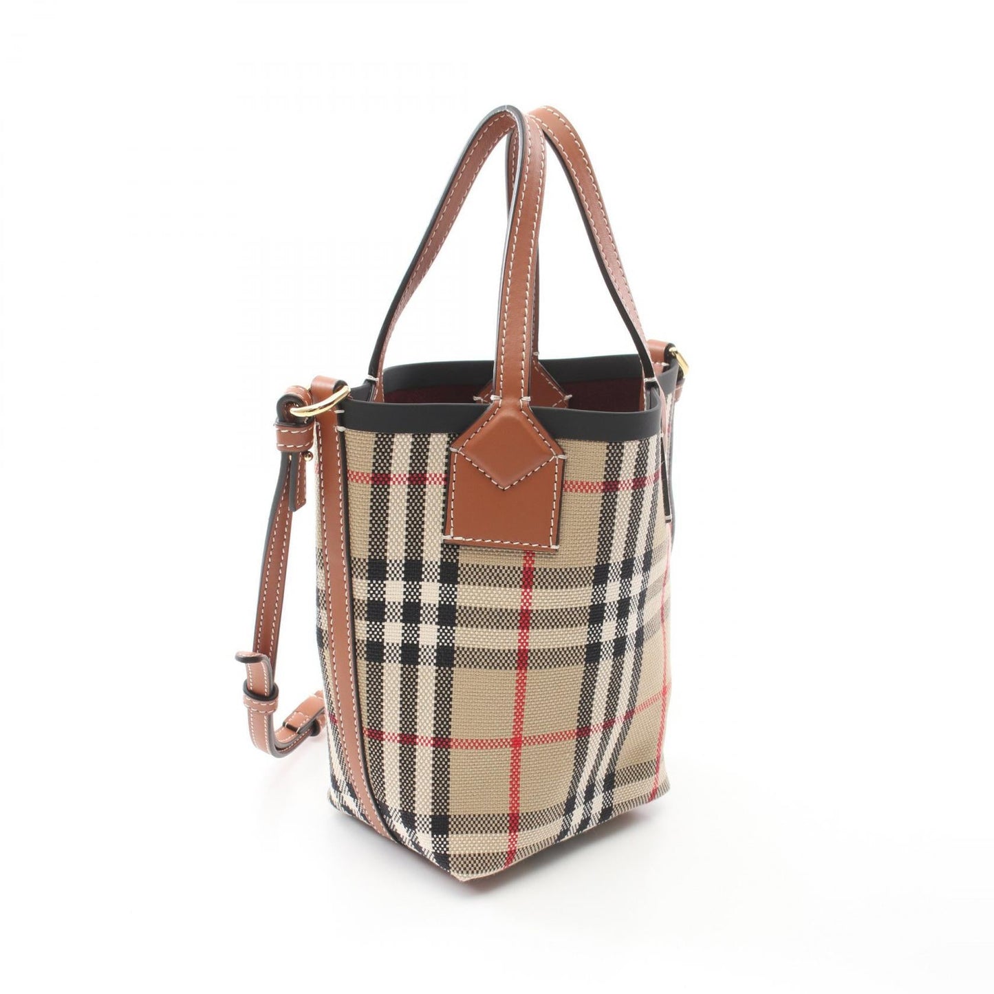 Burberry Mini London Vintage Check Canvas Leather 2way Tote Bag