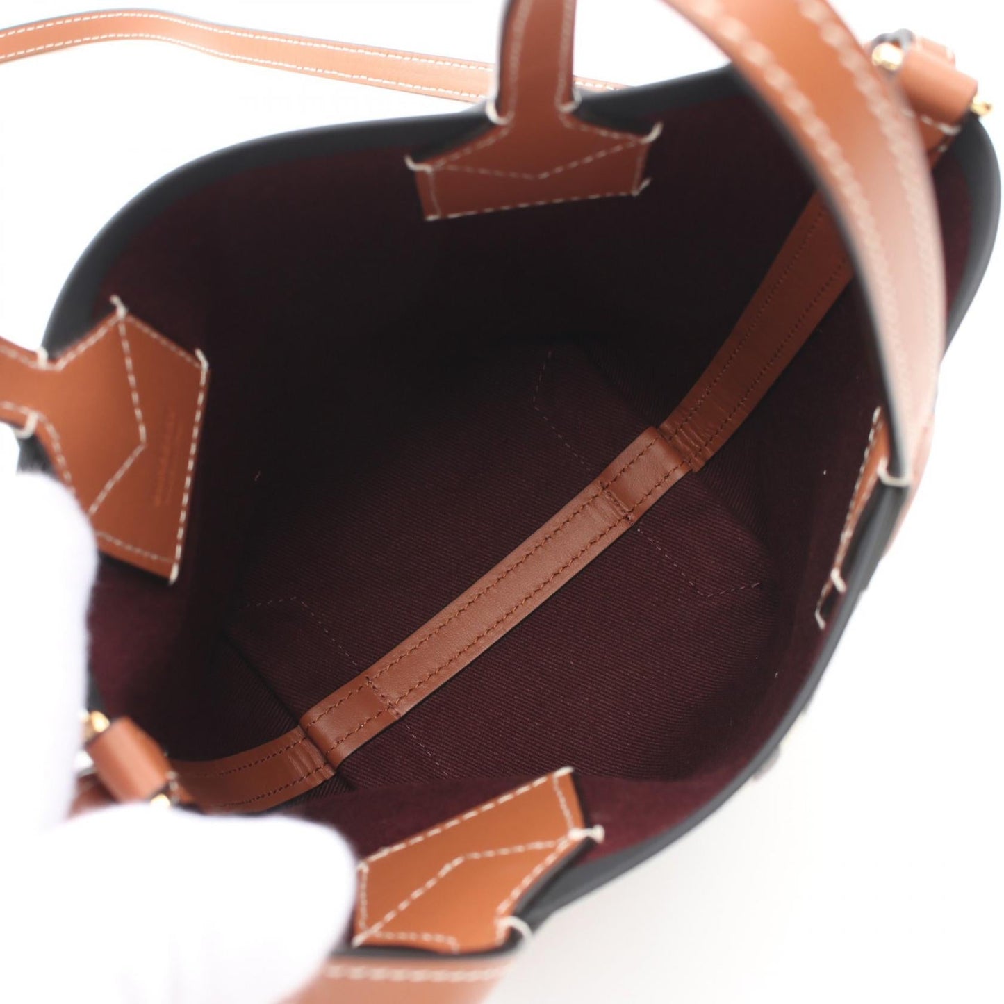 Burberry Mini London Vintage Check Canvas Leather 2way Tote Bag