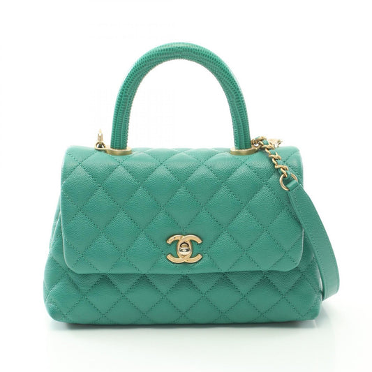 Chanel Coco Handle Flap Caviar Skin Exotic Leather Handbag