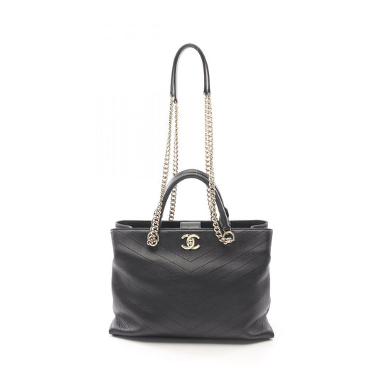 Chanel Chevron V Stitch Calfskin Tote Bag