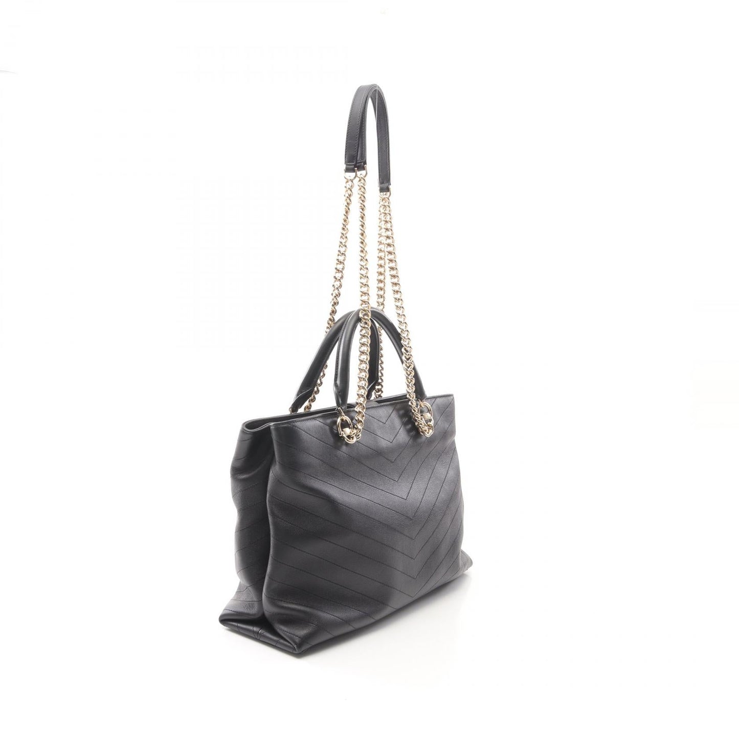 Chanel Chevron V Stitch Calfskin Tote Bag