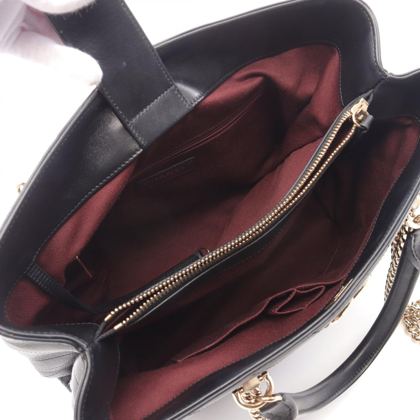 Chanel Chevron V Stitch Calfskin Tote Bag