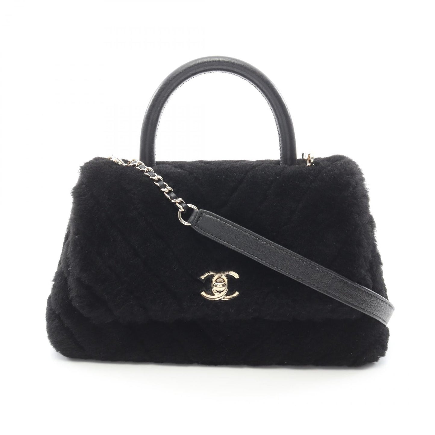 Chanel Coco Handle Flap Shearling 2way bag