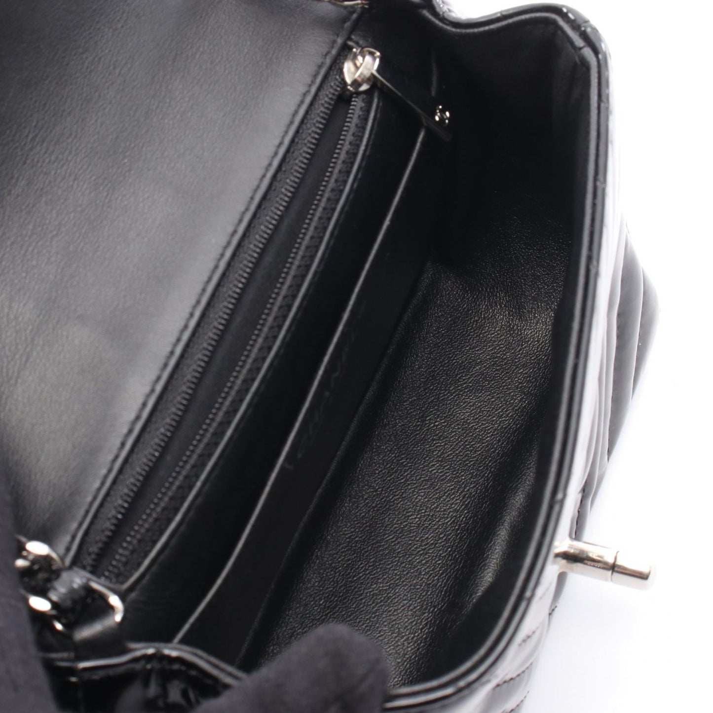 Chanel Chevron V Stitch Patent Leather Shoulder Bag