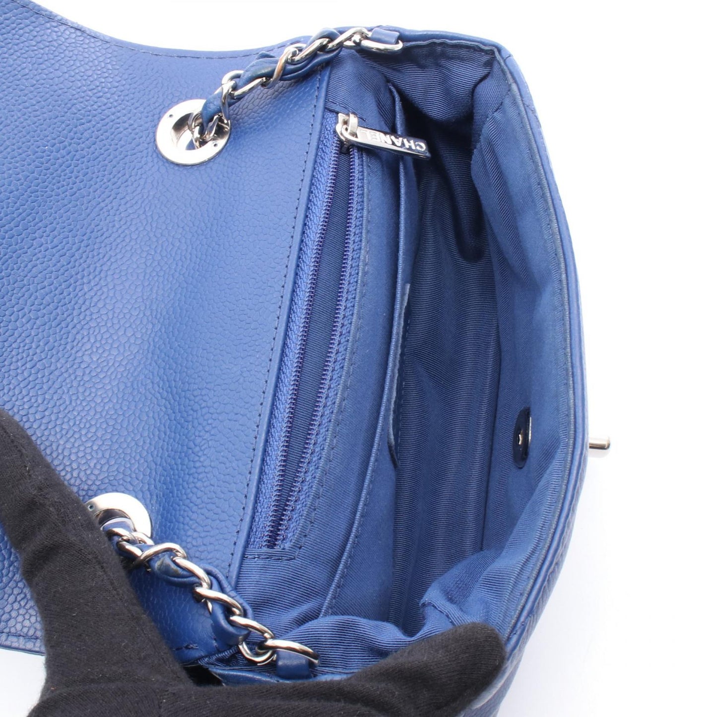 Chanel Chevron V Stitch Grained Calfskin Shoulder Bag