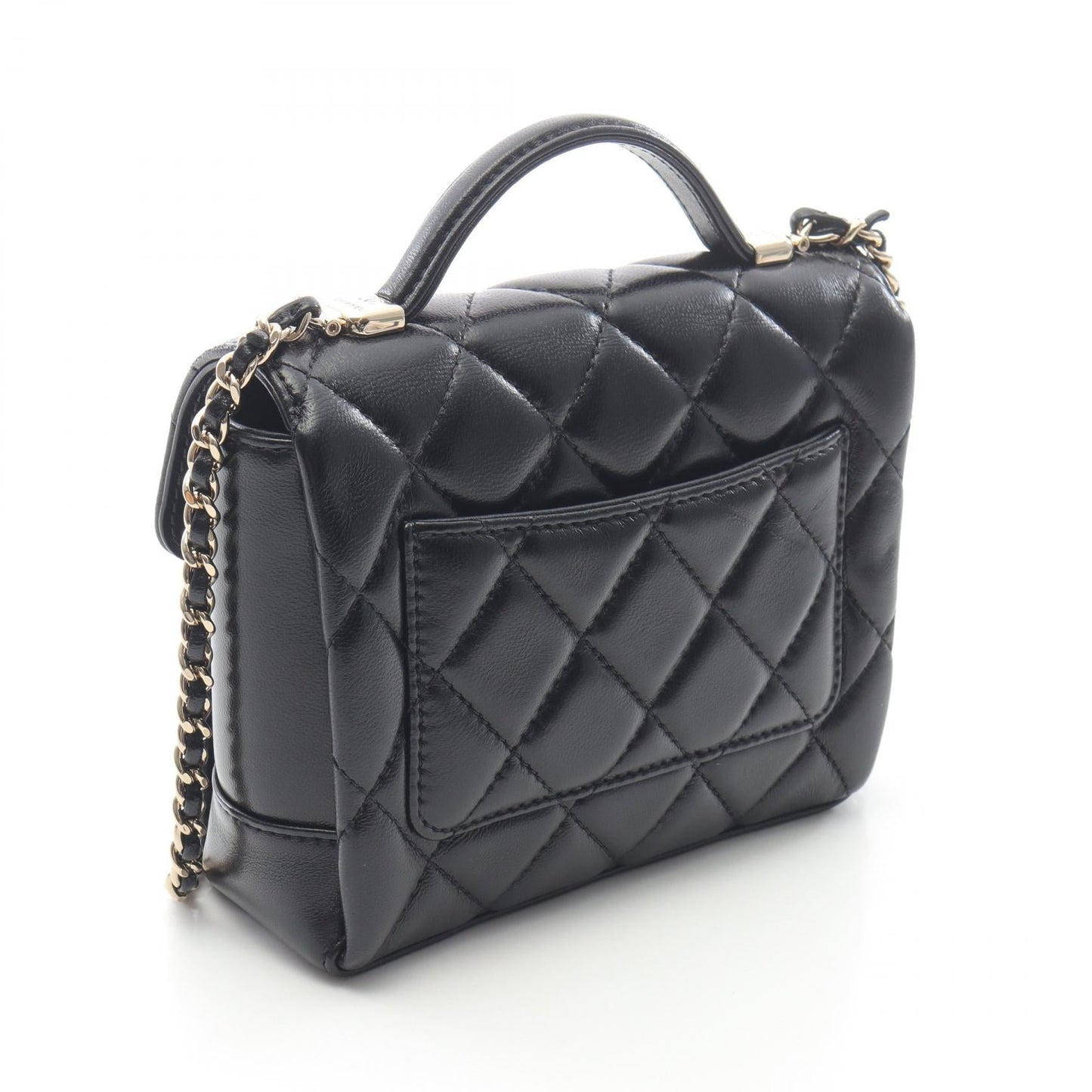 Chanel Top Handle Mini Flap Bag Lambskin 2way Shoulder Bag
