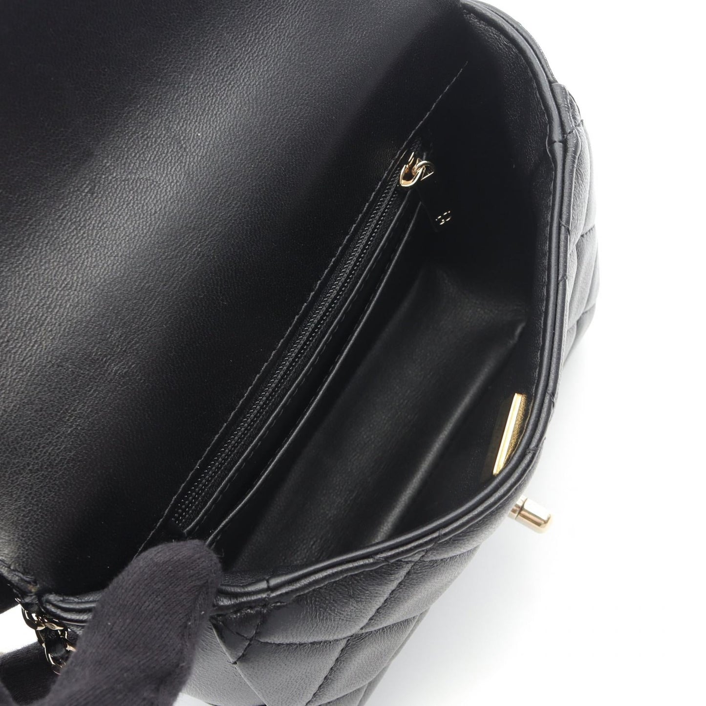 Chanel Top Handle Mini Flap Bag Lambskin 2way Shoulder Bag