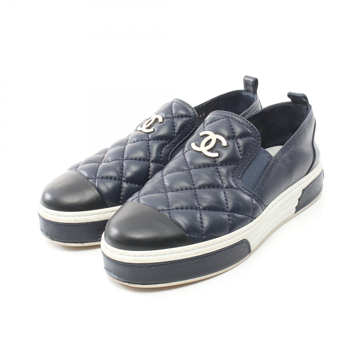 Chanel Coco Mark Leather Slip-on Shoes