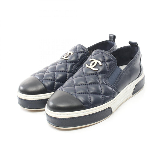 Chanel Coco Mark Leather Slip-on Shoes