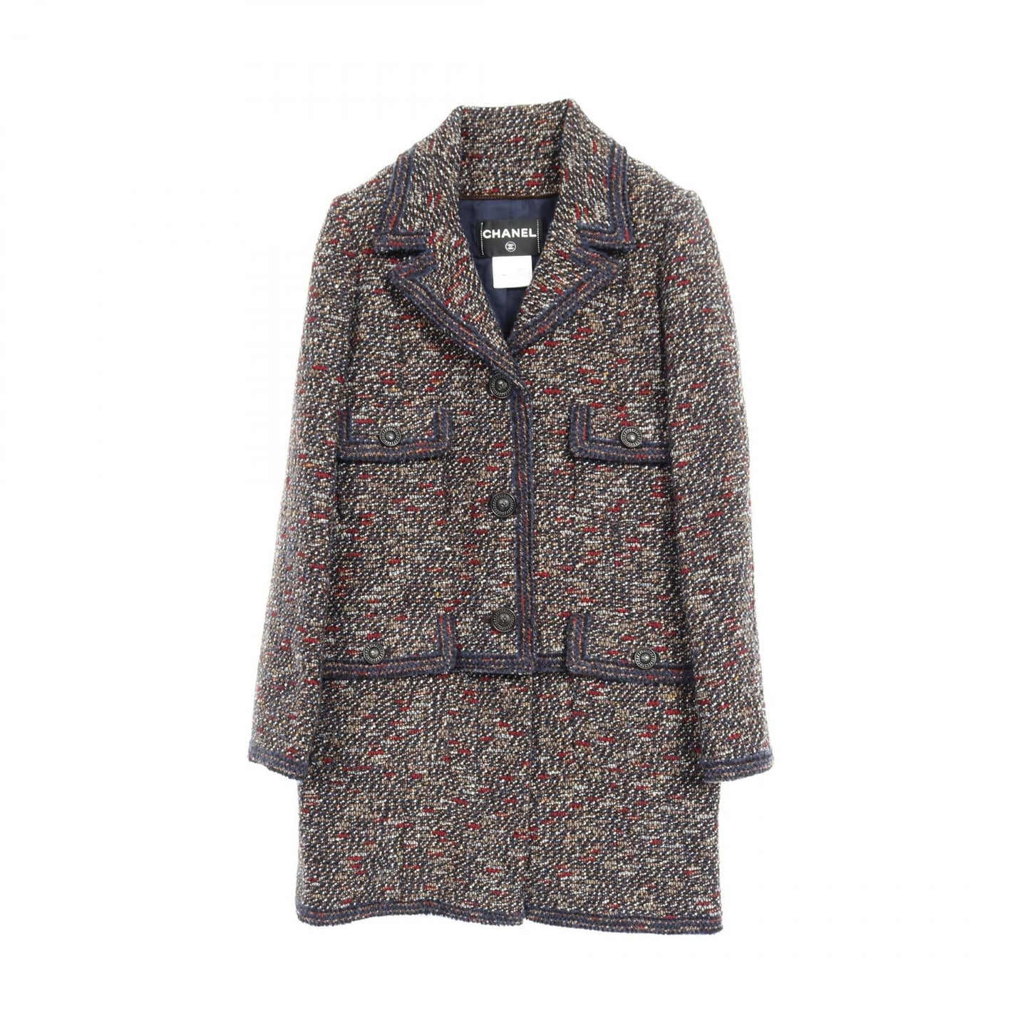 Chanel Coco Mark Button Tweed Wool Nylon Alpaca Outerwear