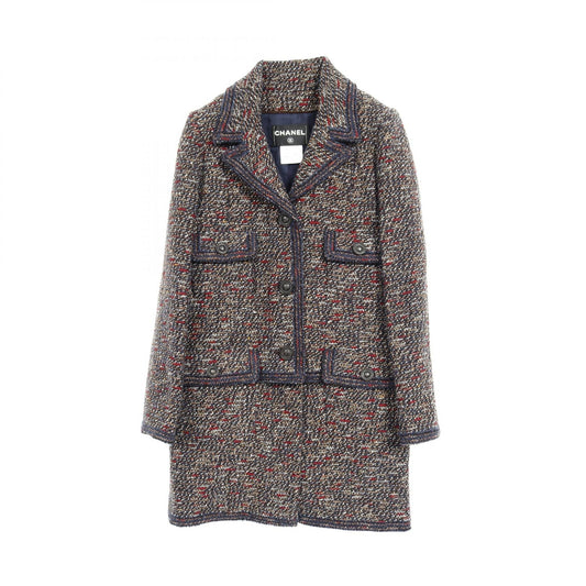 Chanel Coco Mark Button Tweed Wool Nylon Alpaca Outerwear