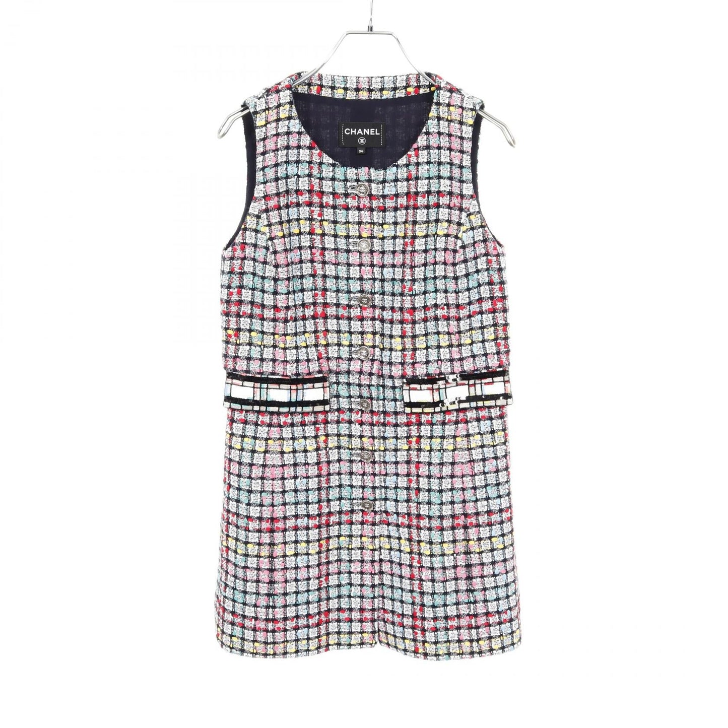 Chanel Coco Mark Button Cotton Nylon Long Gilet