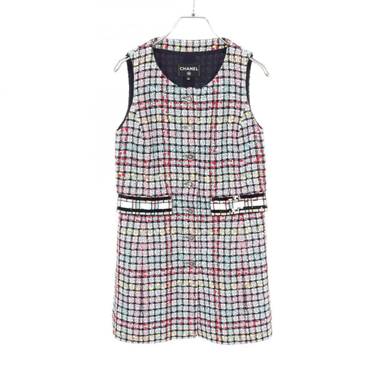 Chanel Coco Mark Button Cotton Nylon Long Gilet