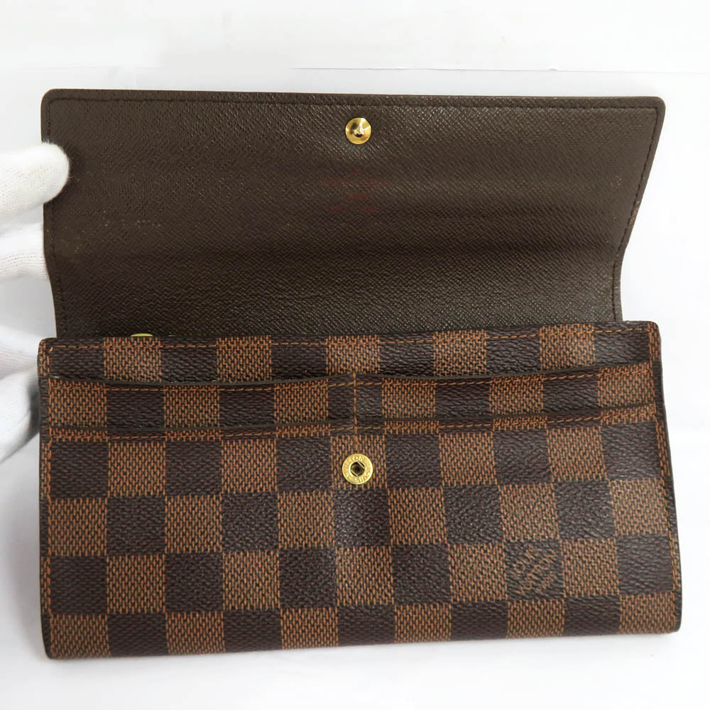 Louis Vuitton Portefolio Sarah N61734 Damie Evene Flap Long Wallet Brown  Style Leather  Mens