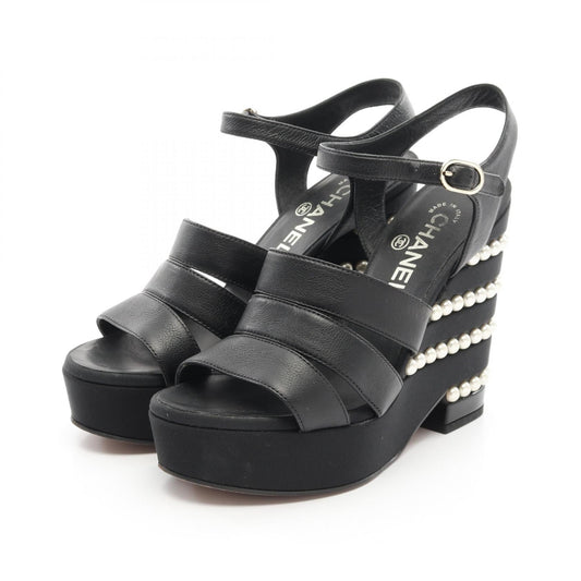 Chanel Coco Mark Pearl Leather Sandals