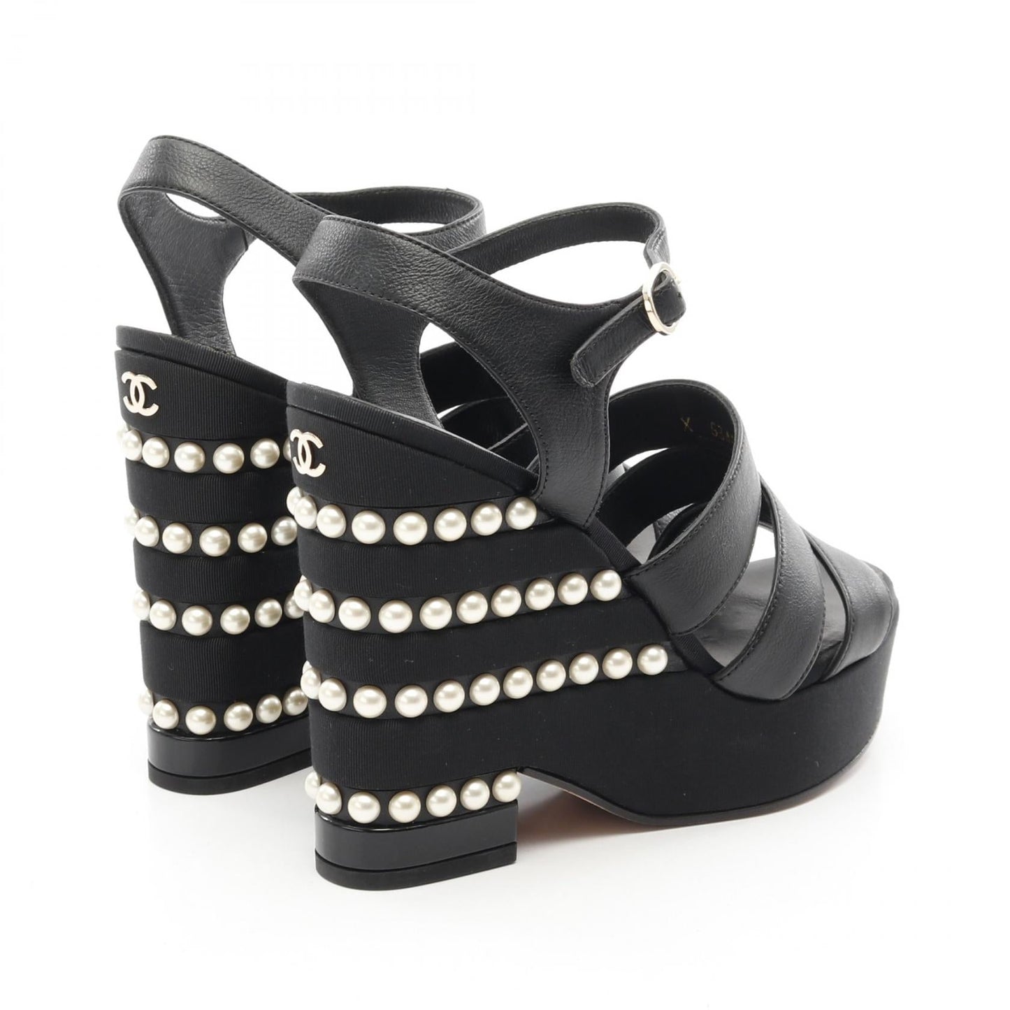 Chanel Coco Mark Pearl Leather Sandals