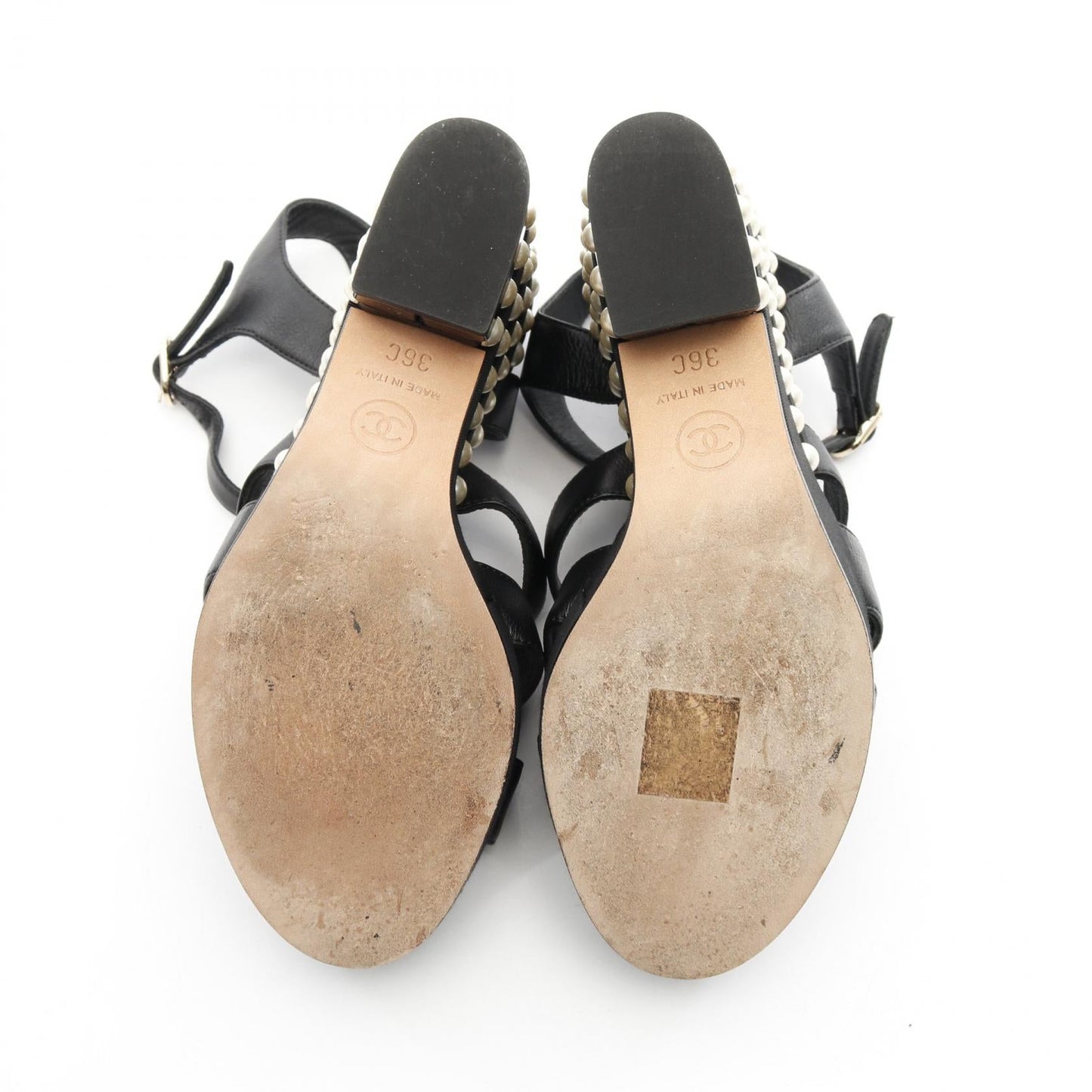 Chanel Coco Mark Pearl Leather Sandals