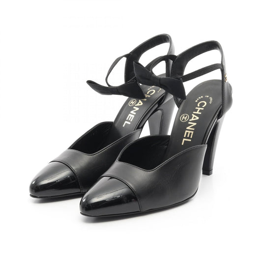 Chanel Coco Mark Ribbon Leather Patent Leather Pumps