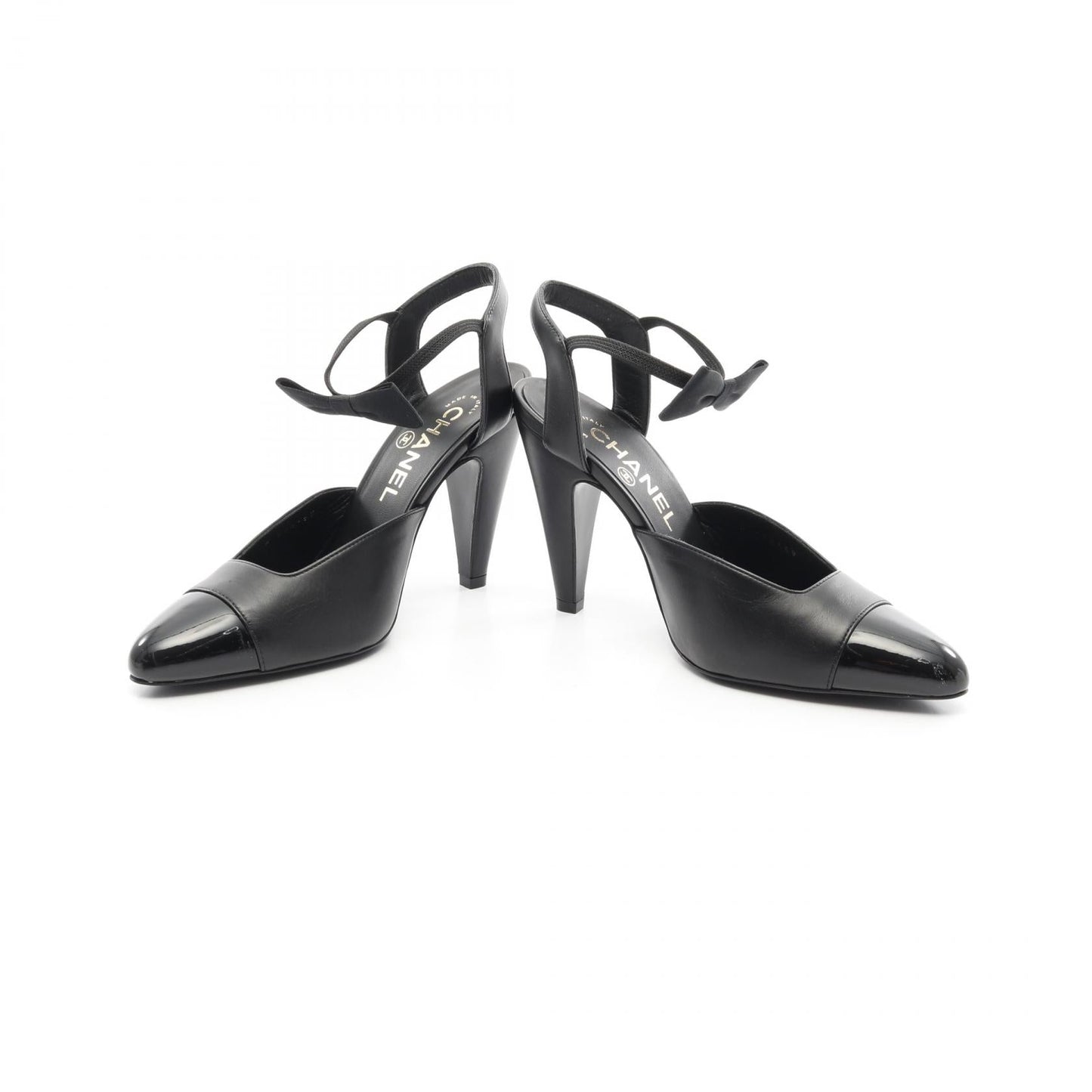 Chanel Coco Mark Ribbon Leather Patent Leather Pumps
