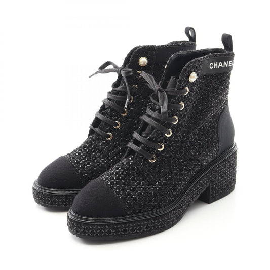 Chanel G38514 Fabric Faux Pearl Boots