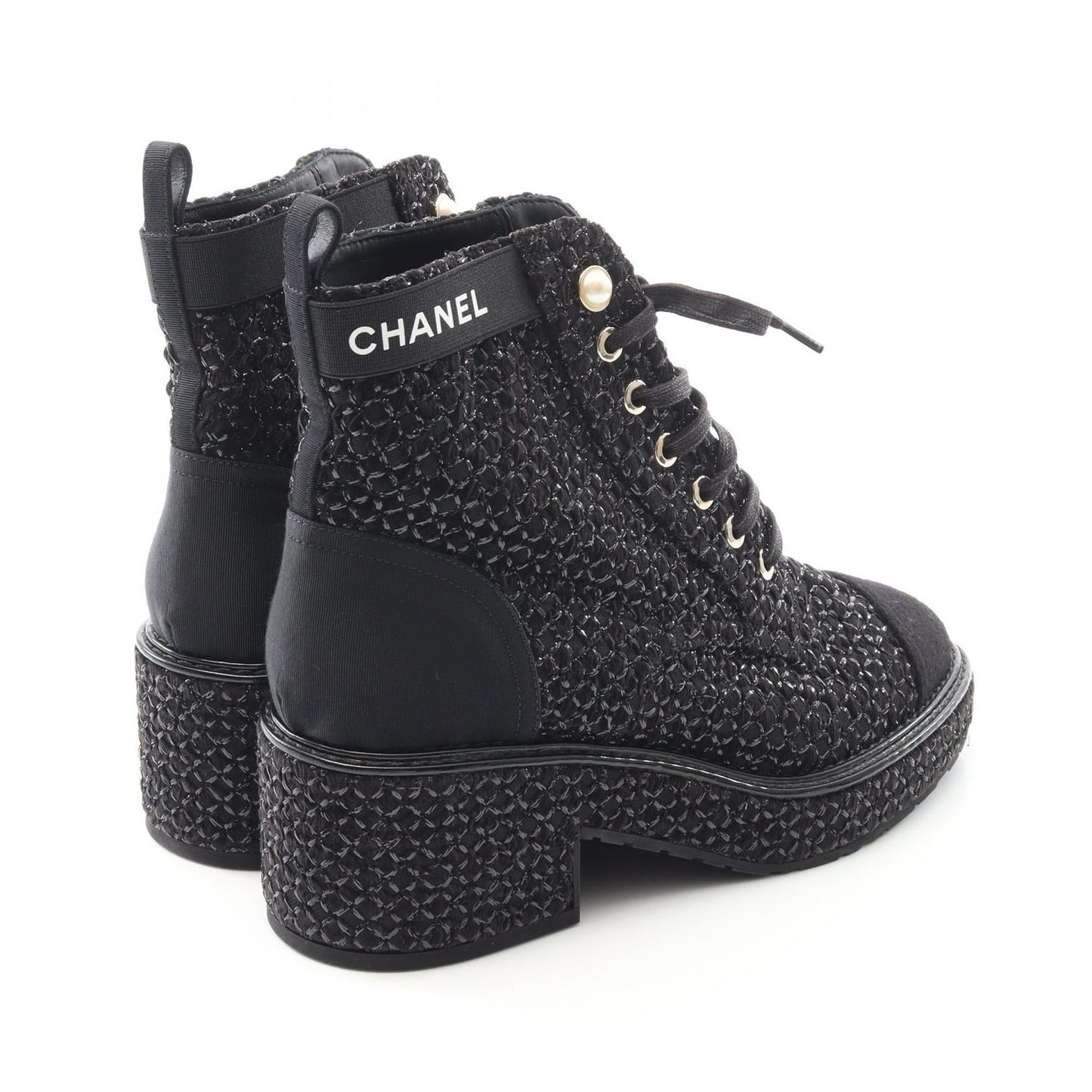 Chanel G38514 Fabric Faux Pearl Boots