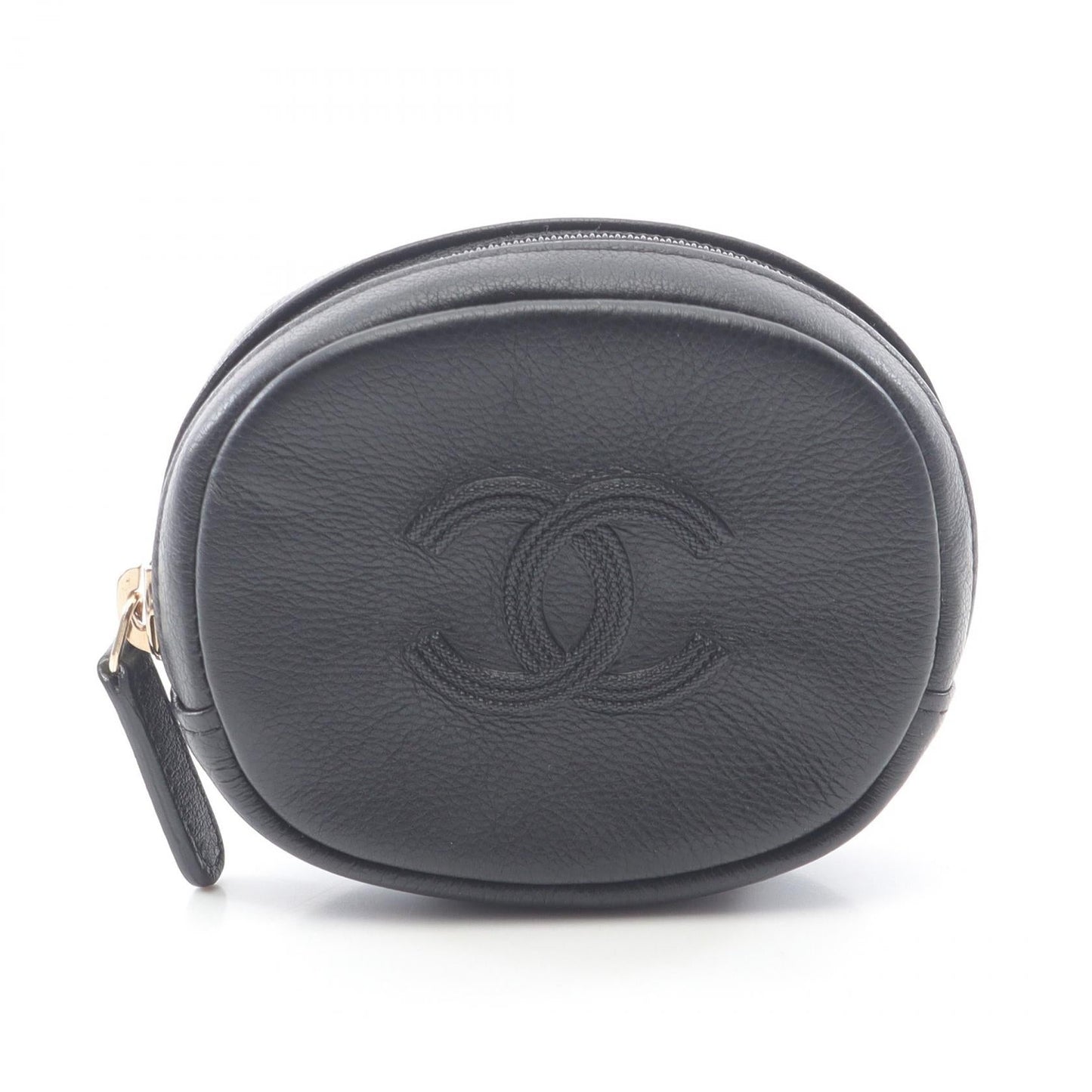 Chanel Coco Mark Leather Round Pouch