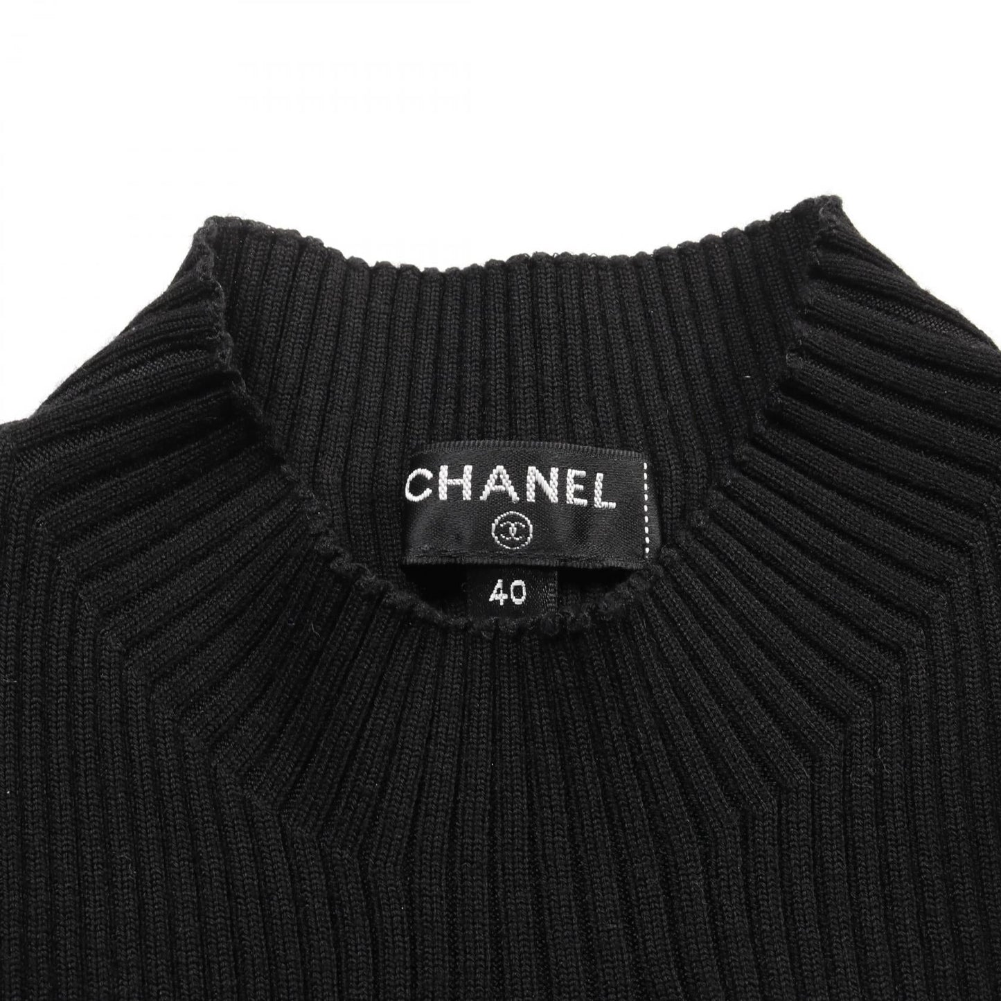 Chanel Coco Mark Clover Rayon Wool Knit Top
