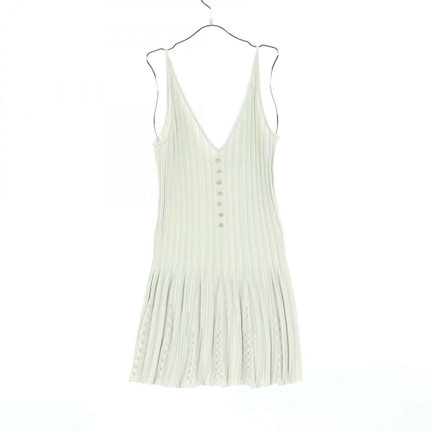 Chanel Coco Mark Pearl Button Cotton Rayon Dress