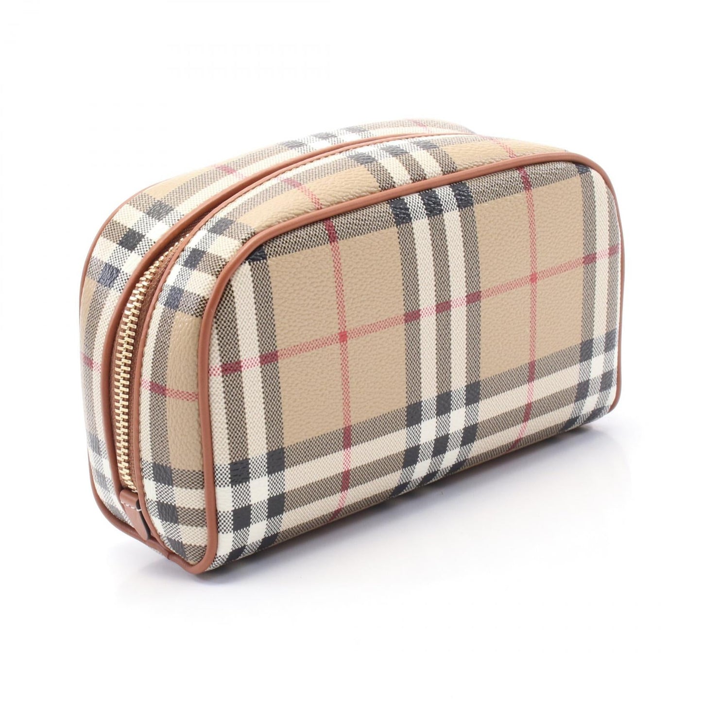 Burberry Check Travel PVC Coated Canvas Leather Pouch