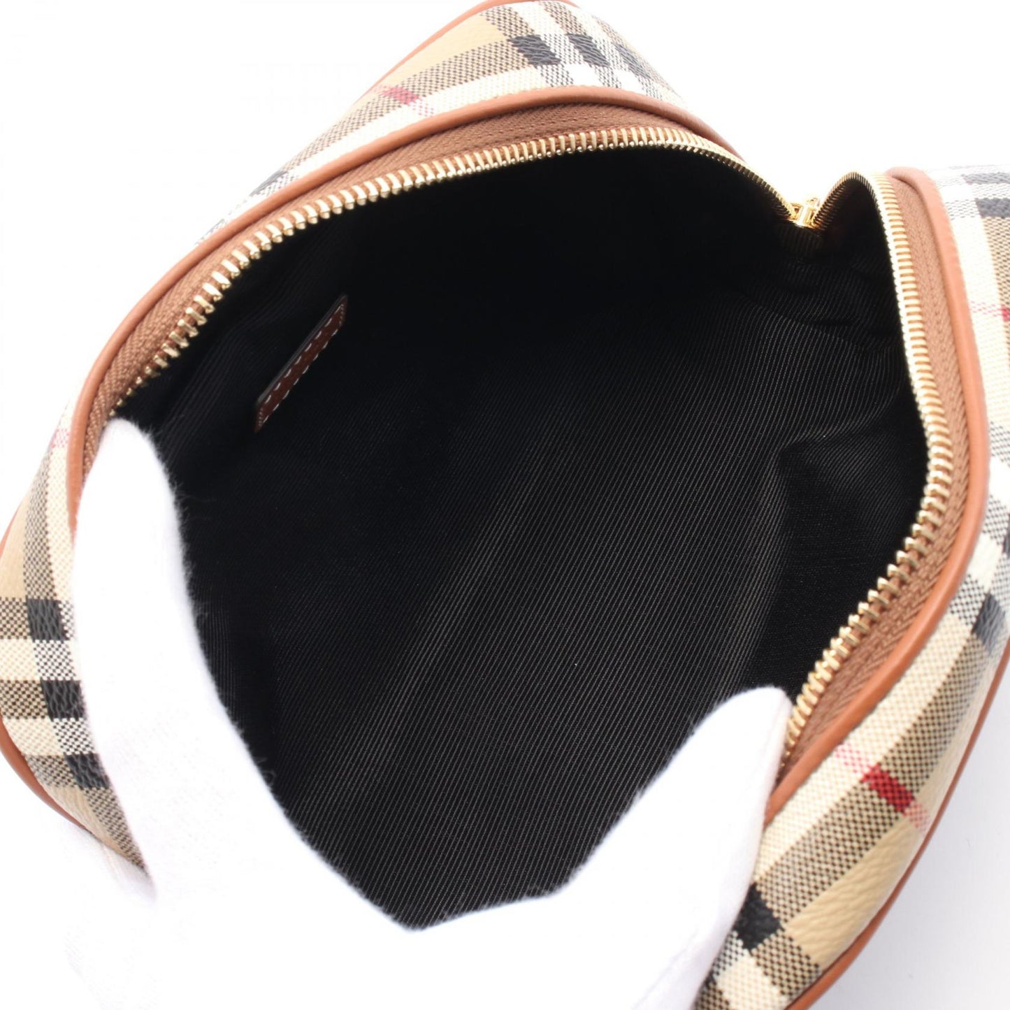 Burberry Check Travel PVC Coated Canvas Leather Pouch