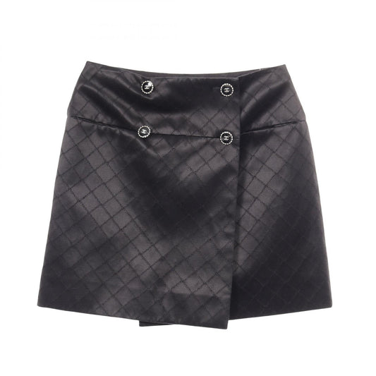 Chanel Coco Mark Button Cotton Silk Skirt