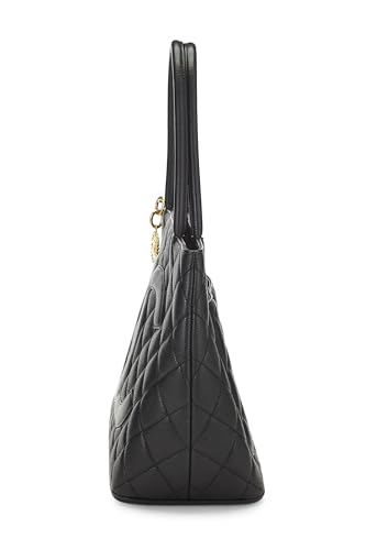 Chanel,  Black Quilted Caviar Medallion Tote, Black