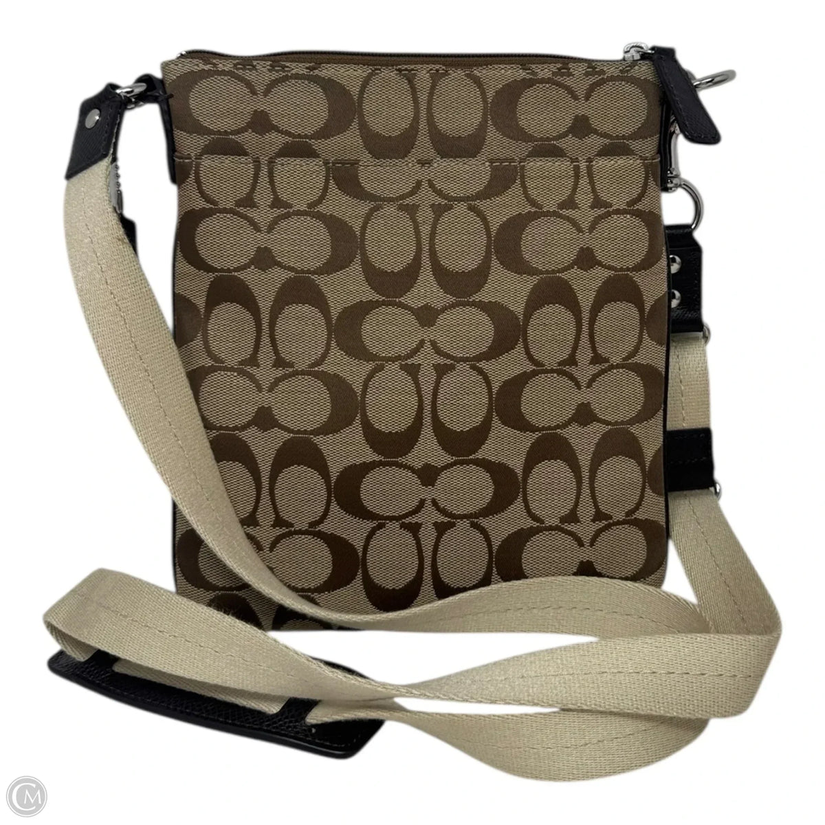 Sutton Signature Swingpack Designer By Coach In Khaki Mahogany, Size: Small