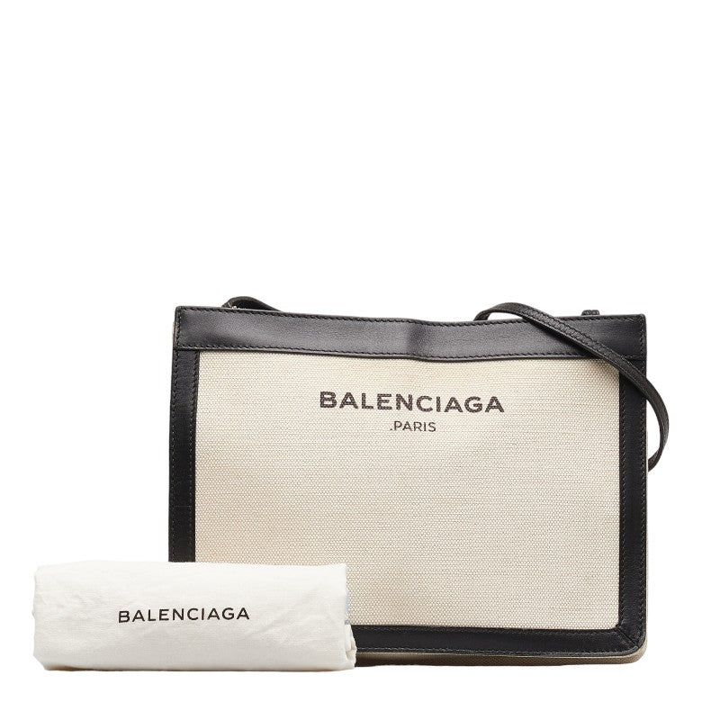 Balenciaga Canvas Leather Navy Pochette Shoulder Bag 339937